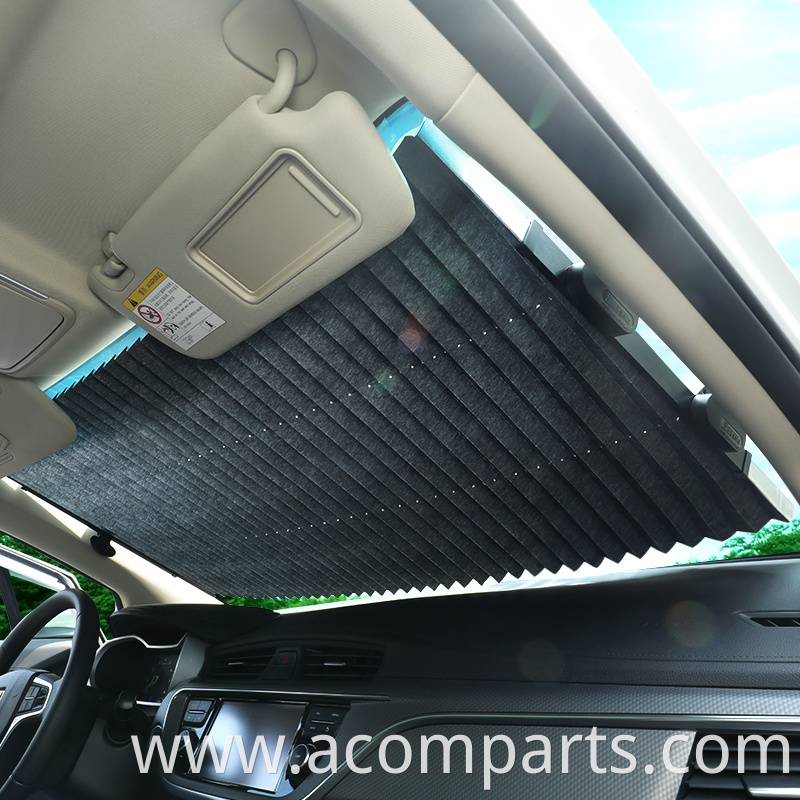 Reduce car inside temperature sun proof windshield shade retractable aluminium car curtain sunshade